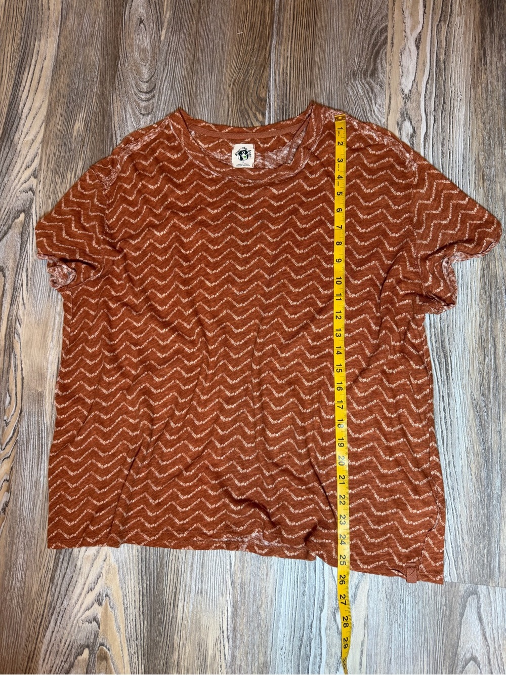 Free People We The Free Bali Backpacker Tee Zig Zap Print Rust Size Small - Picture 9 of 11